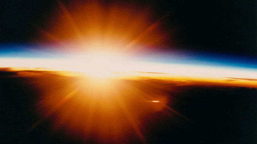 Image of a sunset from space
